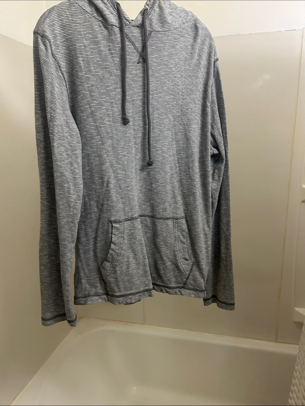 Aeropostale Women's Gray Striped Lightweight Hoodie